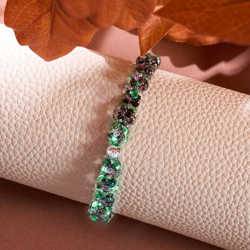 Liquorice Lilly | .925 Sterling Silver | Firefly Glass Flower Bracelet